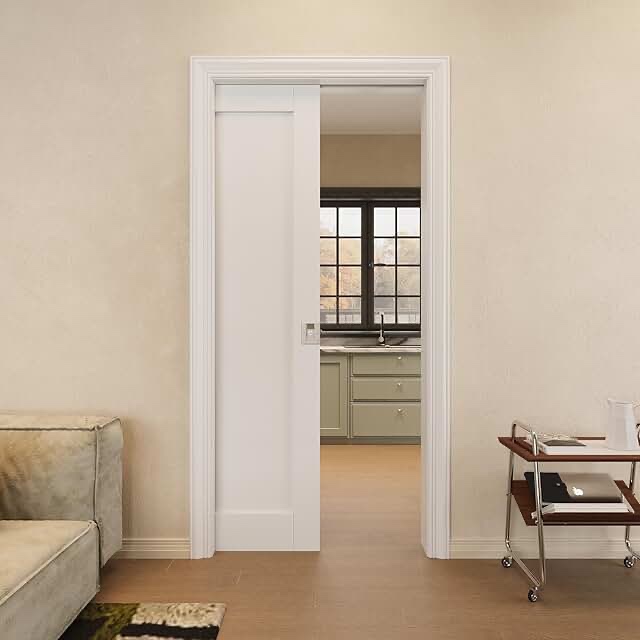 Interior Sliding Pocket Door Panel Pantry  Sliding Door Solid Core With Privacy Pocket Lock / Soft Close