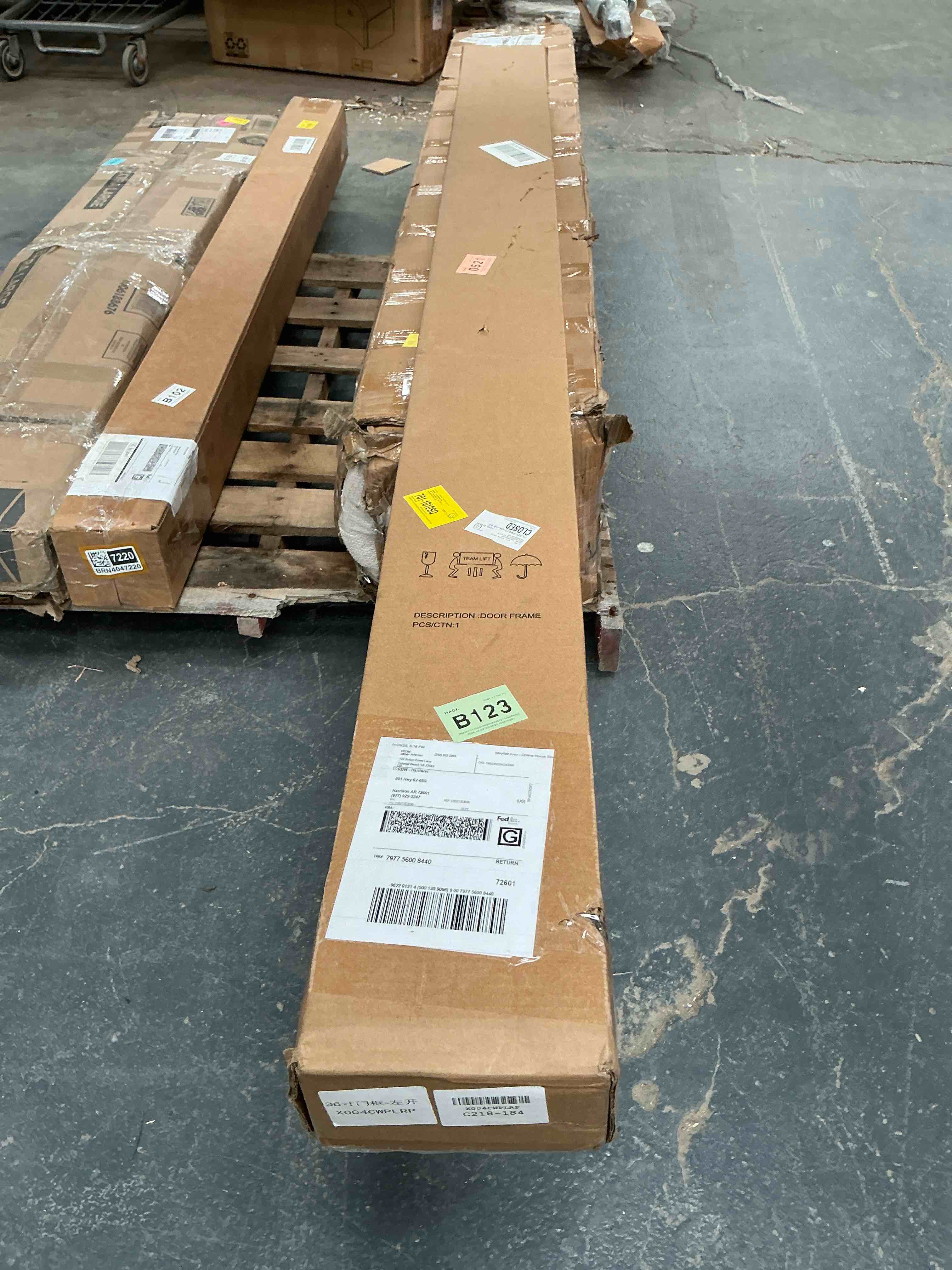 Condition photo showing Good Condition for prehung door - modern louvered interior door, mdf panel ventilated slatted design with adjustable jamb & hardware