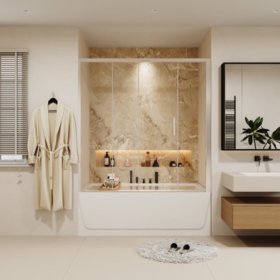 Bypass Shower Door60 H - (56"-60") Stainless Steel Hardware 