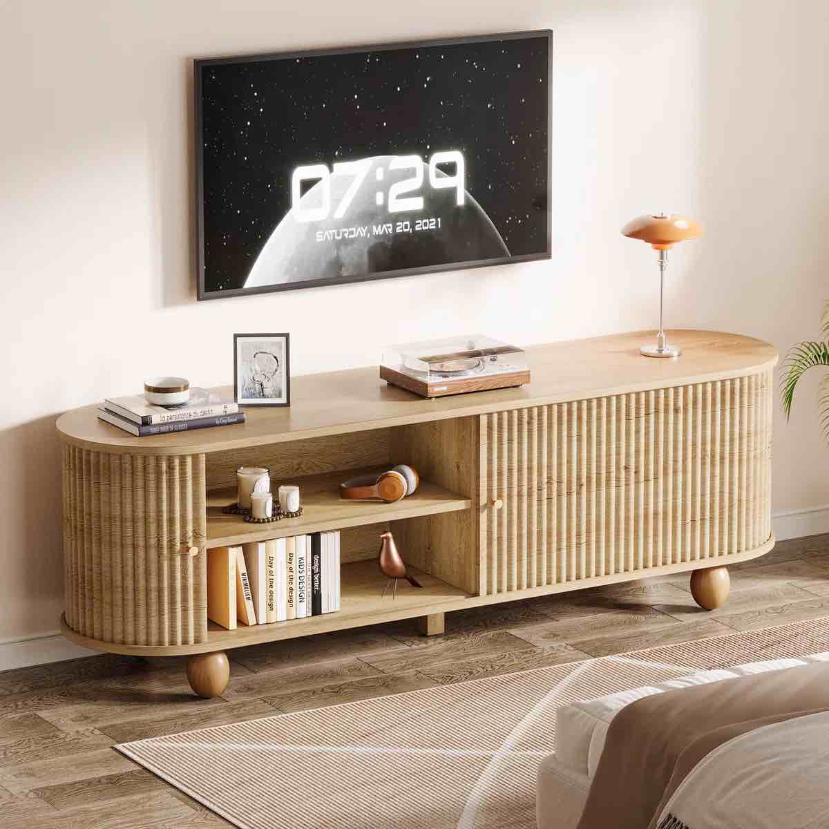 70.87" W  TV Stand with Storage and Shelves for TVs up to 78", Entertainment Center For Living Room and Bedroom, Modern TV Console Table