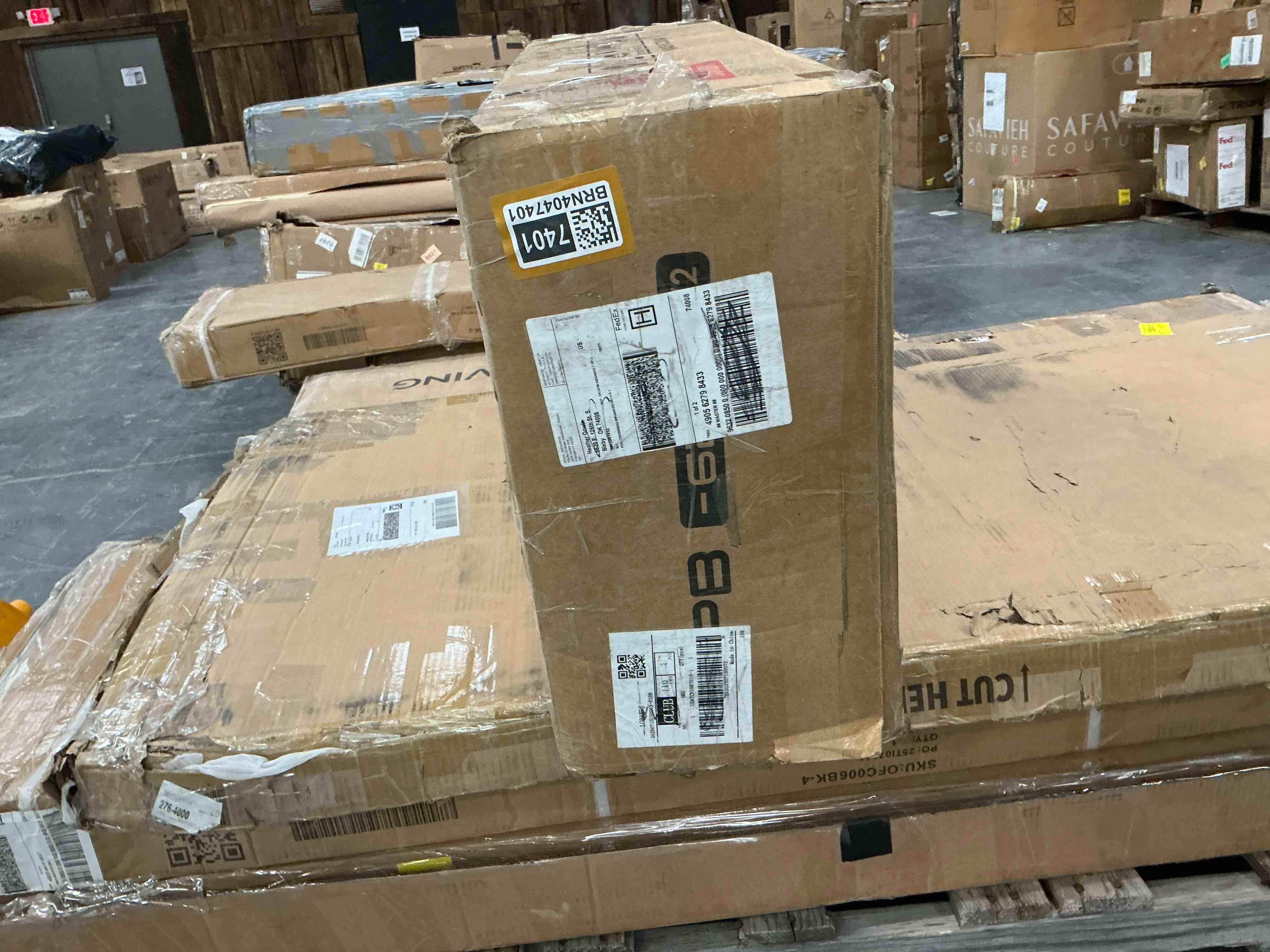 (NOT COMPLETE 1BOX OF 2)70.9"H X 47.2"W 8-Door Pantry Cabinet with Adjustable RGB LED Lights and Charging Station, Modern Food Pantry with Adjustable Shelves \u0026 Soft-close Doors