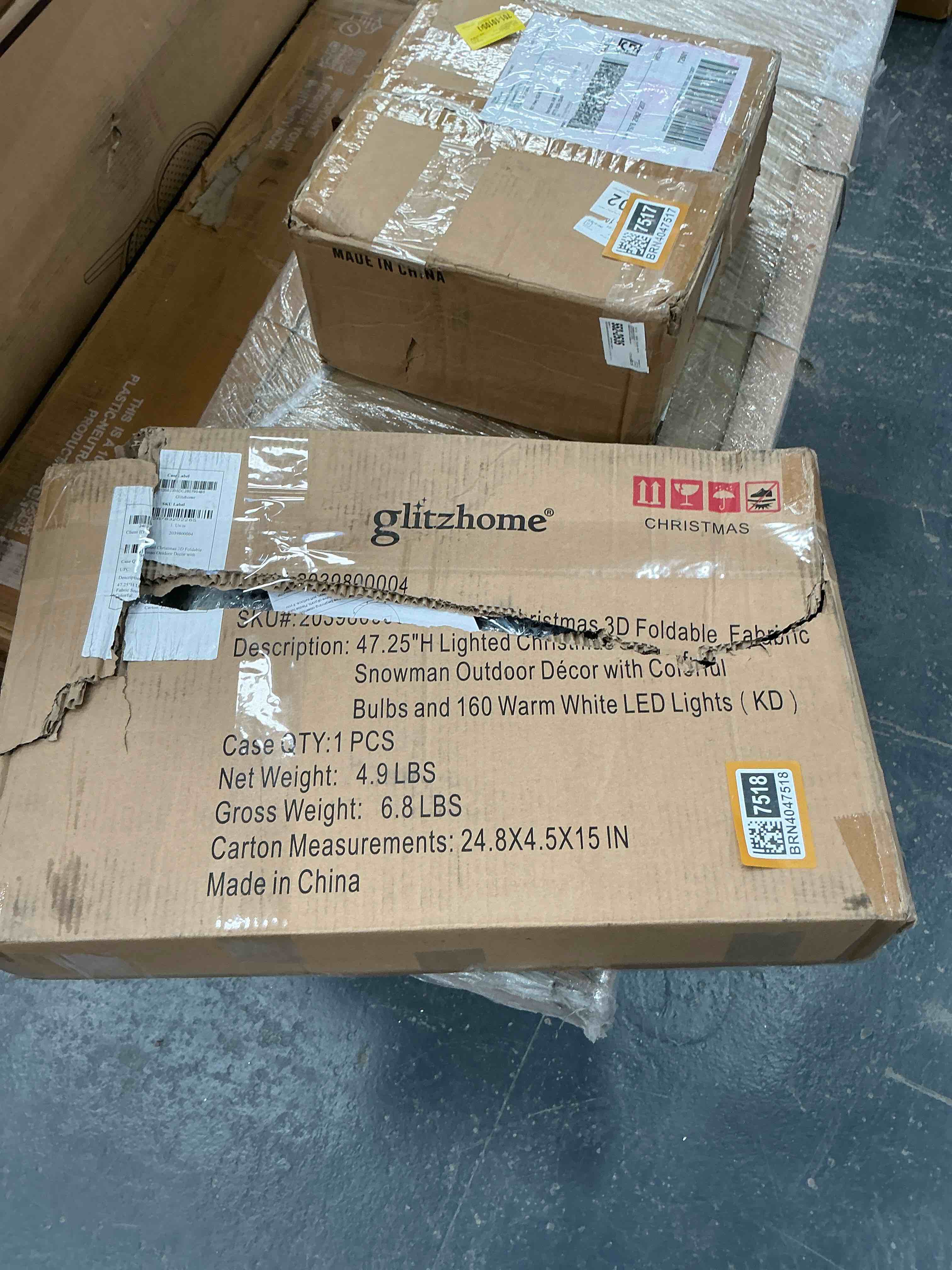 47.25"H Lighted Christmas 3D Foldable Fabric Snowman Outdoor Decor With Colorful Bulbs And 160 Warm White LED Lights (KD)