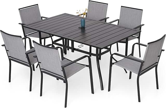 Kristain Rectangular 6 - Person 59\u0027\u0027 L Outdoor Restaurant Dining Set