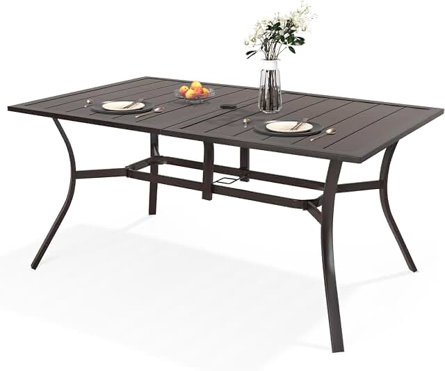 Callista All Steel Outdoor Dining Table with Umbrella Hole