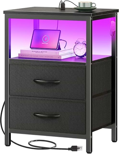 2-Drawer Nightstand With Light