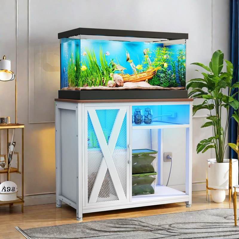 tucker murphy petâ„¢ aquarium stand with power outlets \u0026 led light for 40-50 gallon