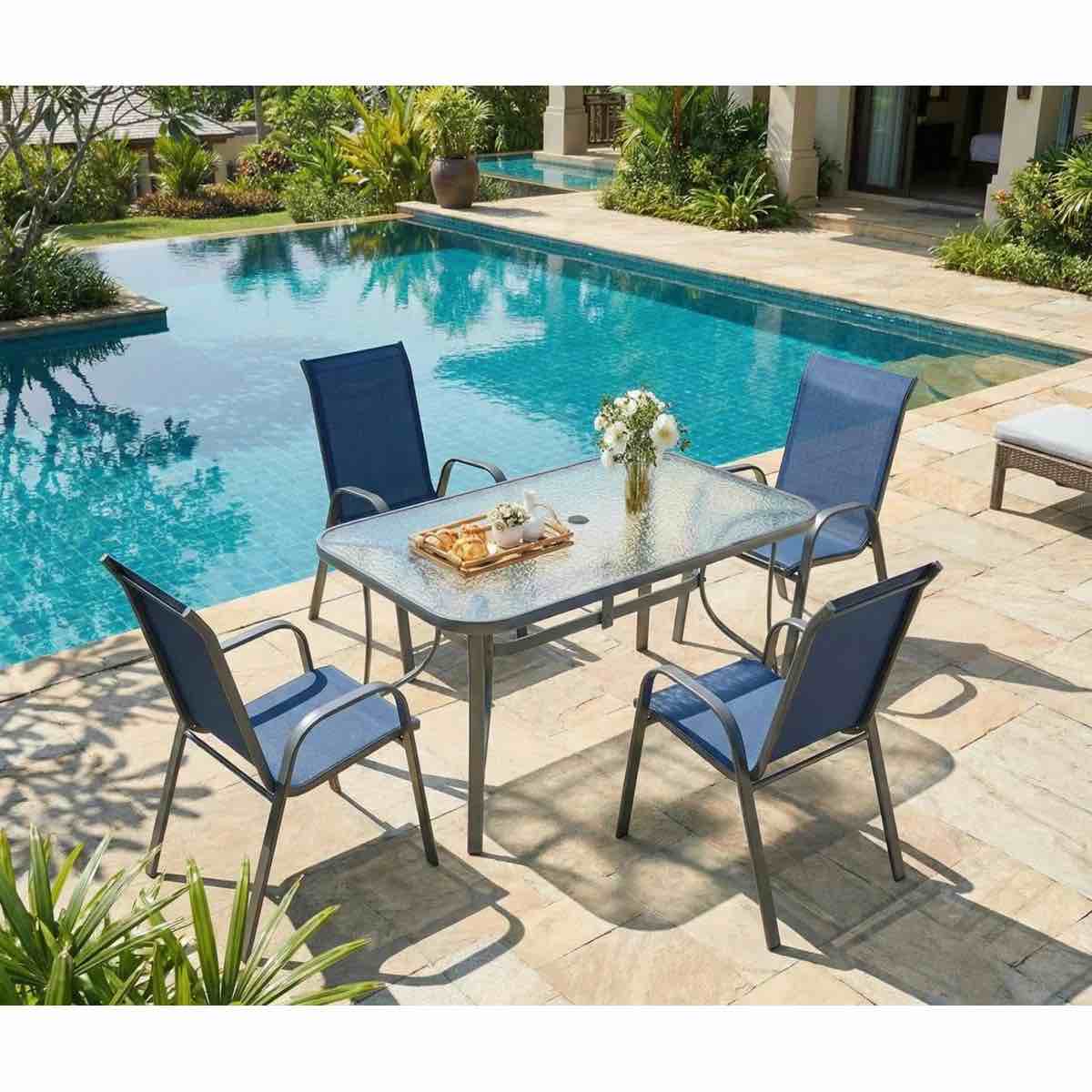 Melisa Patio Chairs Set Of 4, Outdoor Textilene Stackable Dining Chairs ï¼ˆSet of 4ï¼‰