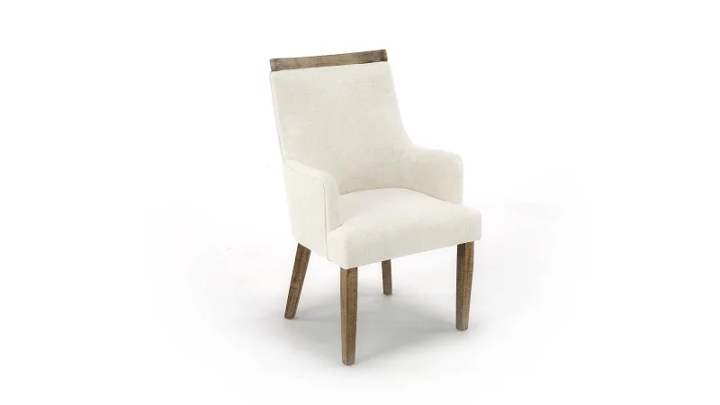 Sara Farmhouse Upholstered Back Arm Chair with Solid Wood Legs