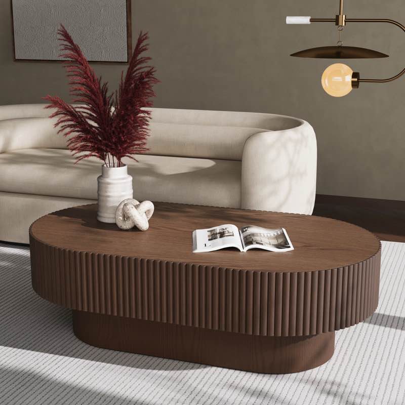 Alethia 44\u0027\u0027 Handcrafted Capsule Coffee Table â€“ Fluted Solid Wood Design