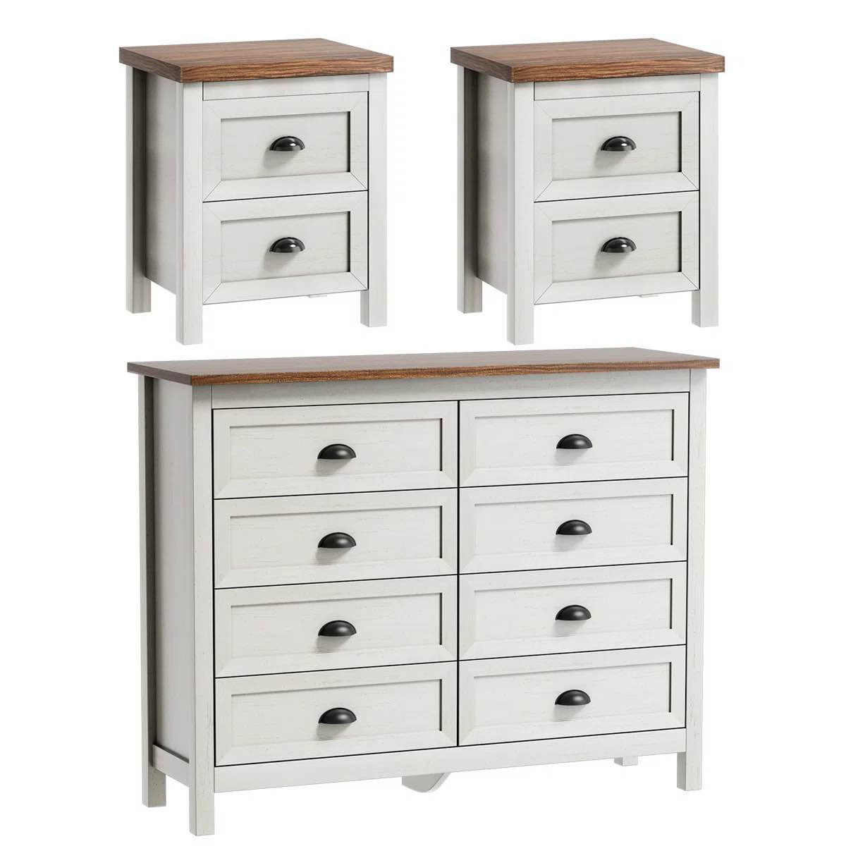 Rilynn 3 Piece Bedroom Set,7-Drawer Dresser And 2 Nightstands