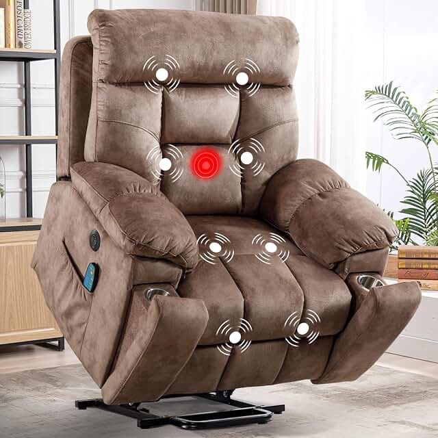 (MAY NOT BE COMPLETE) Power Lift Recliner Chair with Massage and Heat for Elderly, with 2 Cup Holders
