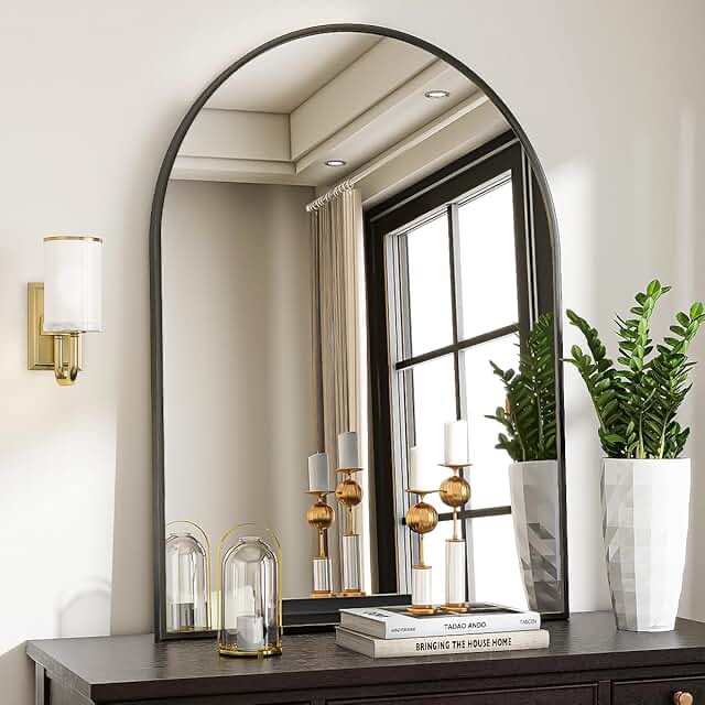 amara arch high-strength tempered glass and aluminum alloy framed french cleat mounted wall mirror