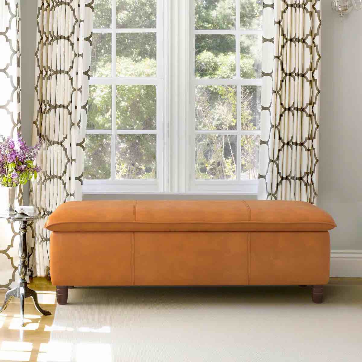 breeanna faux leather flip top storage bench