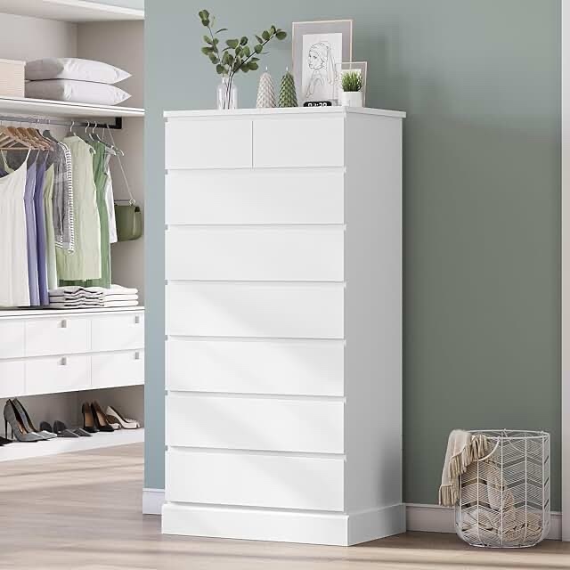 8 drawers tall dresser for bedroom, tall dressers and chest of drawers, vertical chest of drawers dresser for bedroom
