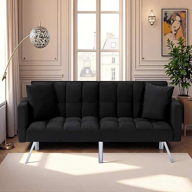 Futon Sofa Convertible Velvet Loveseat Sleeper Sofa Couch for Bedroom Living Room Office