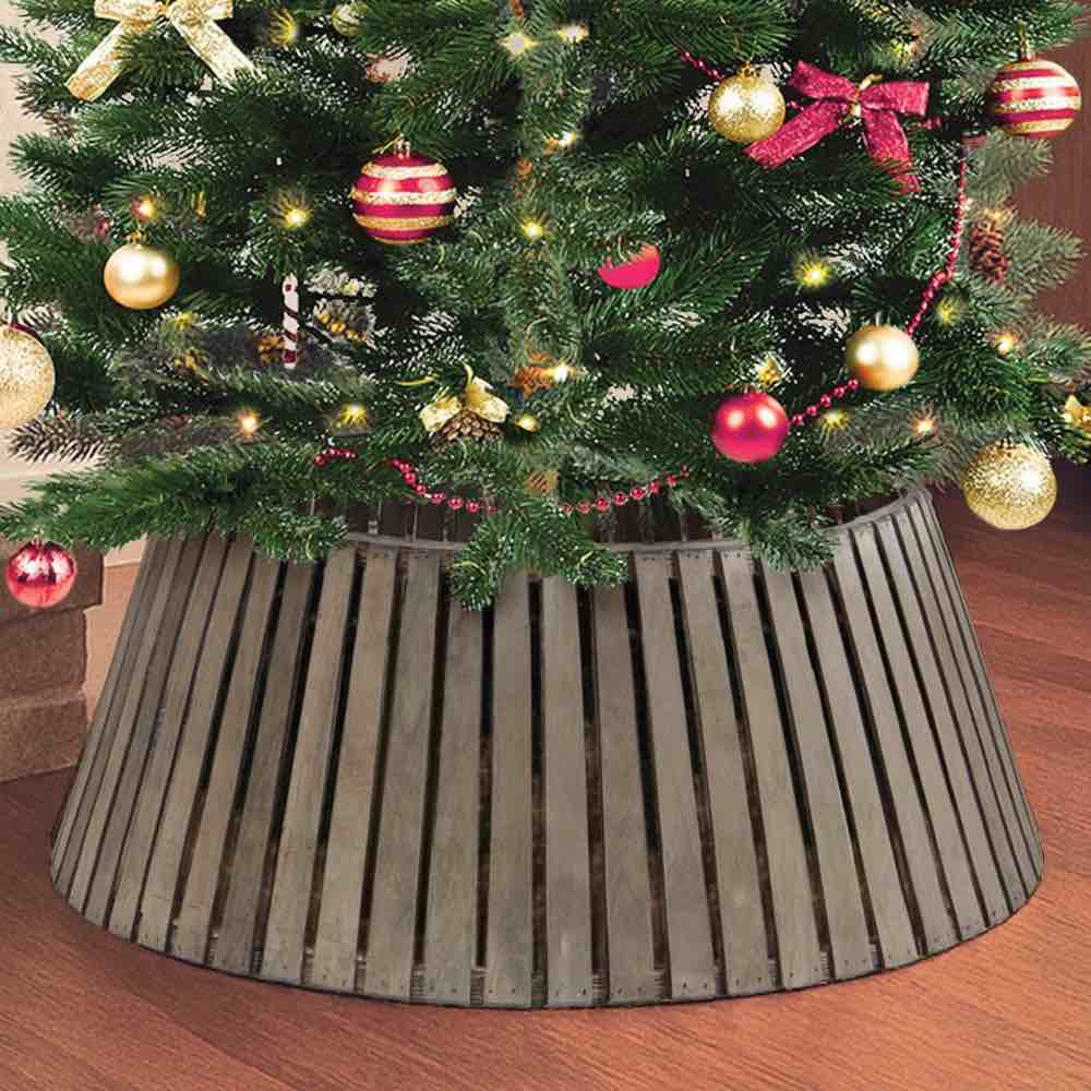 slated wood tree collar, natural smoke