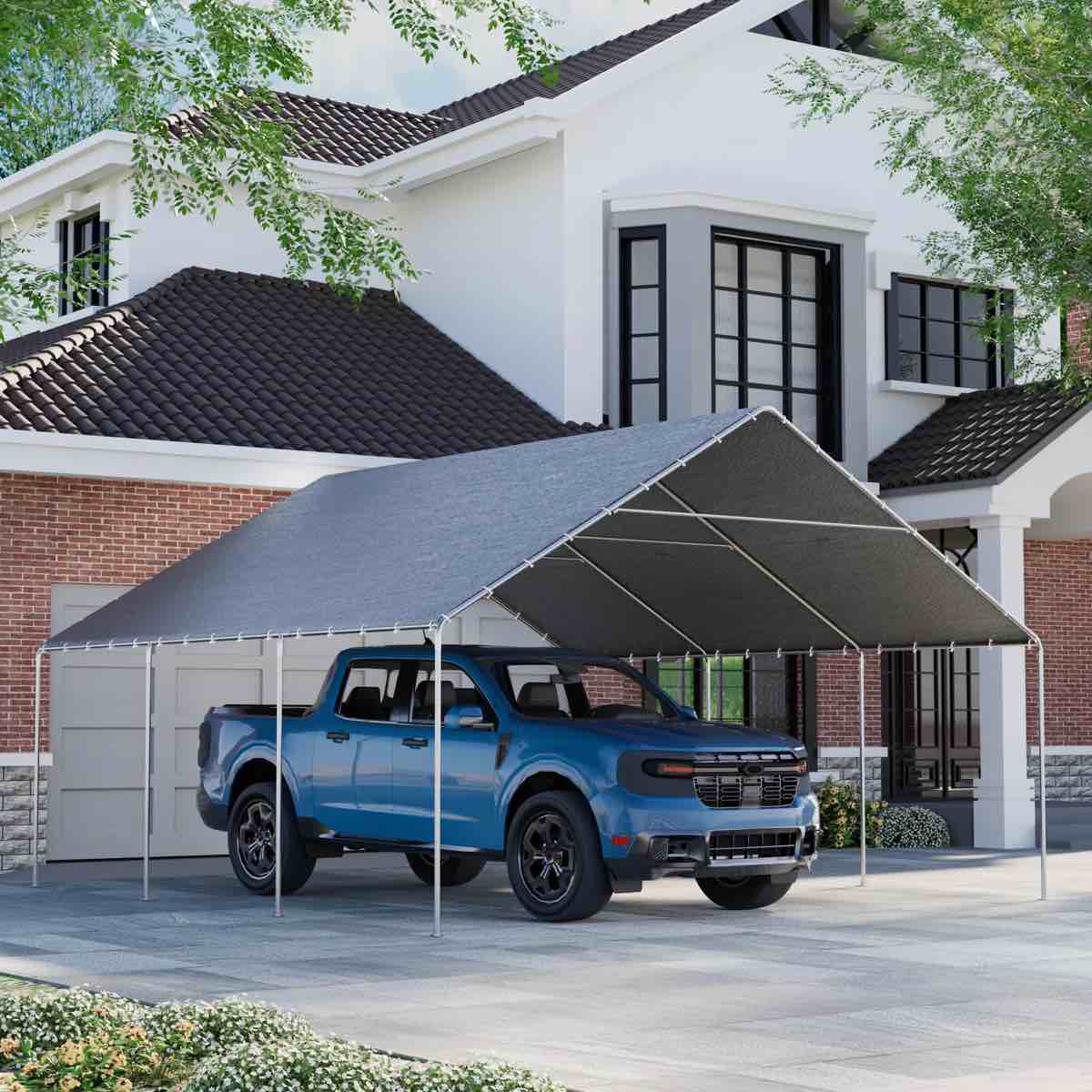 20 Ft. W x 20 Ft. D Carports, Waterproof \u0026 UV Protected Garage, Outdoor Canopy