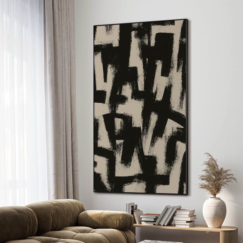 Extra Large Wall Art Fabric Print - Abstract Modern Artwork Artwork Decor for Living Room or Bedroom - "Frame Assembly Required (Unfinished Frame)"
