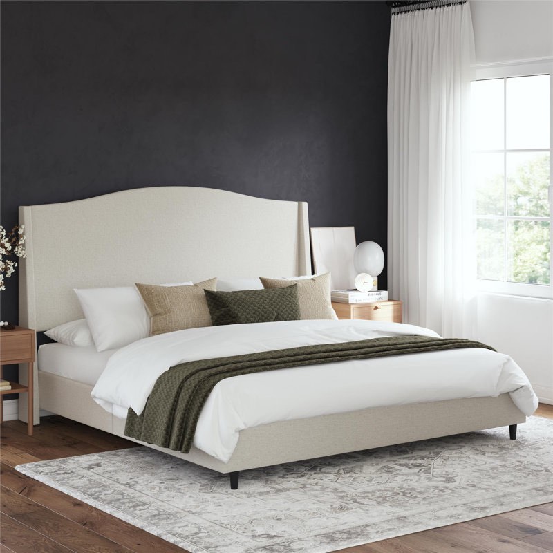 Oakley Wingback Platform Bed Frame with Tall Headboard