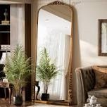 vintage full length mirror arched standing floor mirror full body mirror with pu frame