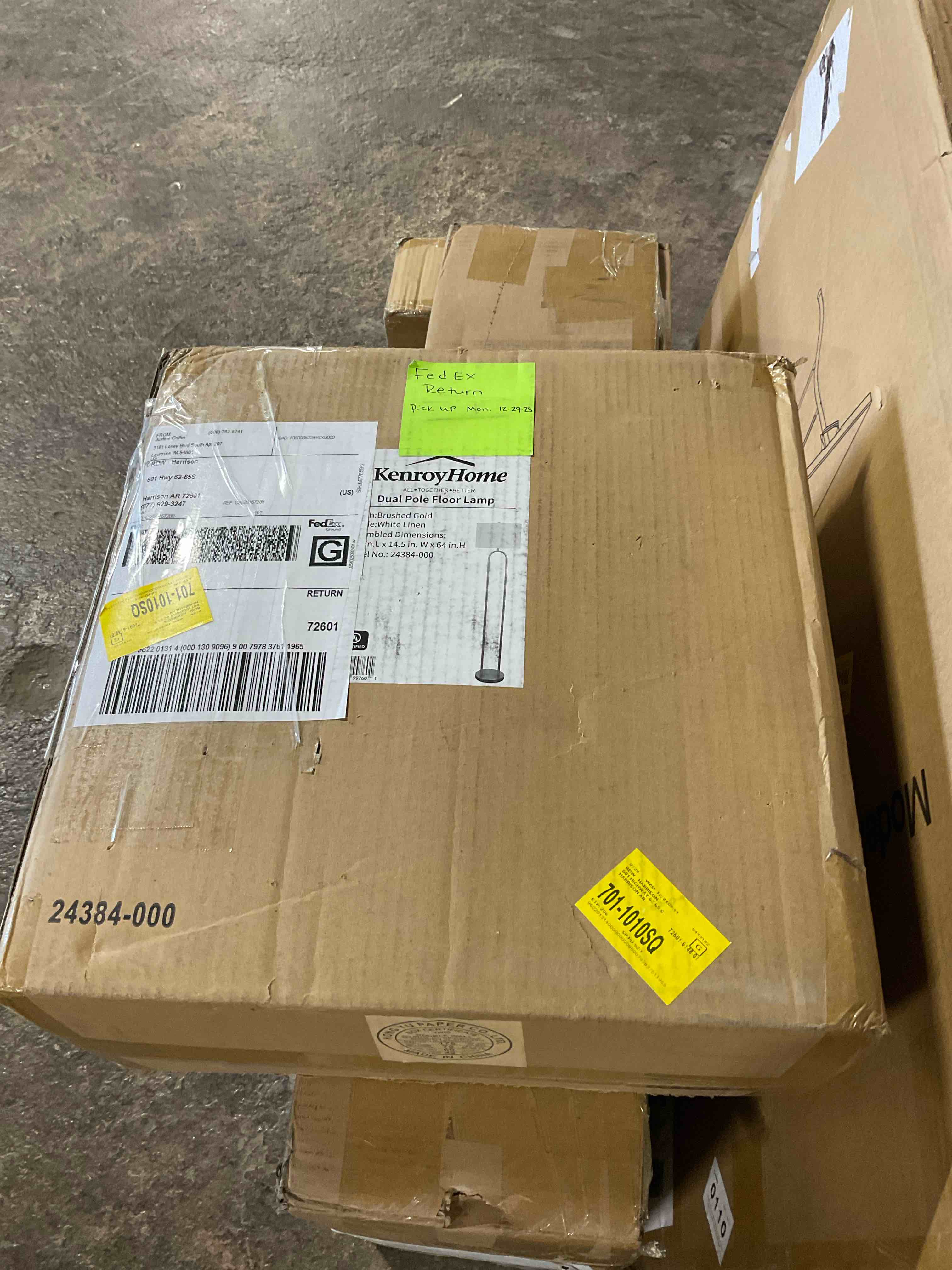 Condition photo showing Good Condition for Isla Gold Floor Lamp with White Linen Shade