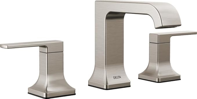 Velum Widespread Curved Bathroom Faucet 3 Hole, 2-handle Bathroom Sink Faucet with Drain Assembly