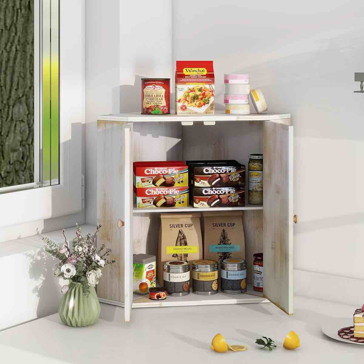 corner bread box for kitchen counter double layer bamboo storage container