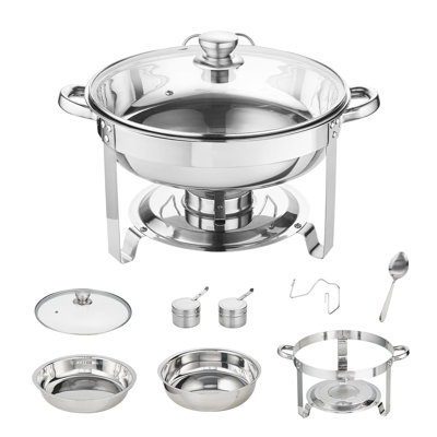 chafing dishes for buffet, 5qt round chafing dish buffet set stainless steel buffet food warmers sets for catering events parties dinners with complete set