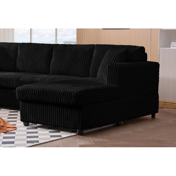 Modular U Shaped Striped Corduroy Sectional Sofa