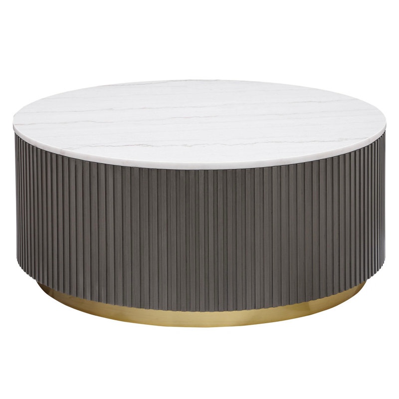 acus round marble top coffee table white