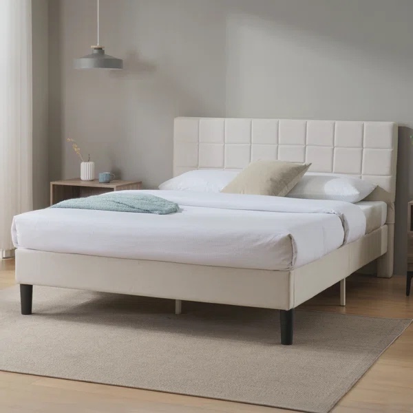 lottie queen flange edge bed olive headboard