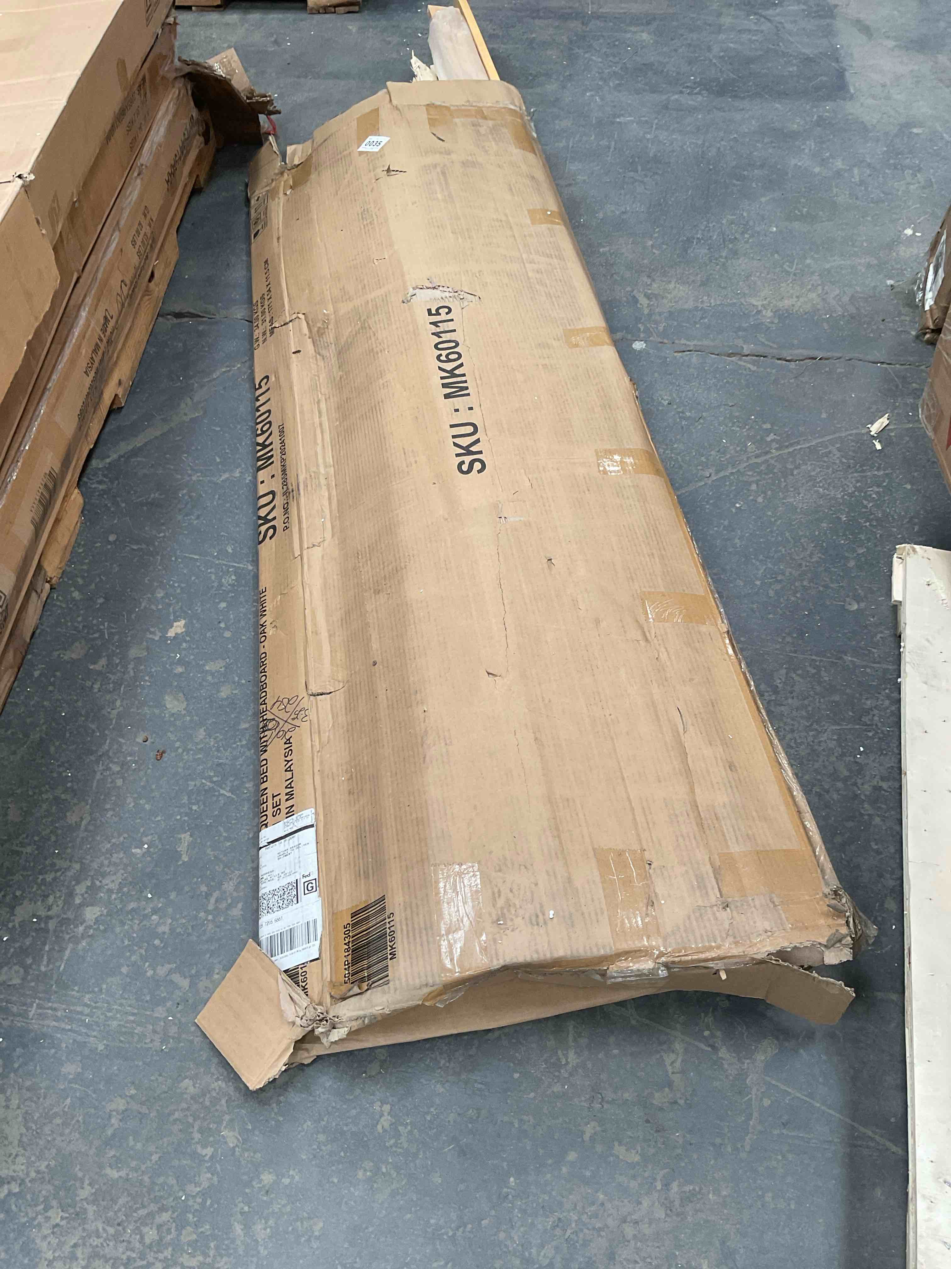 Condition photo showing As Is for Queen Bed Frame with Headboard incomplete some damaged