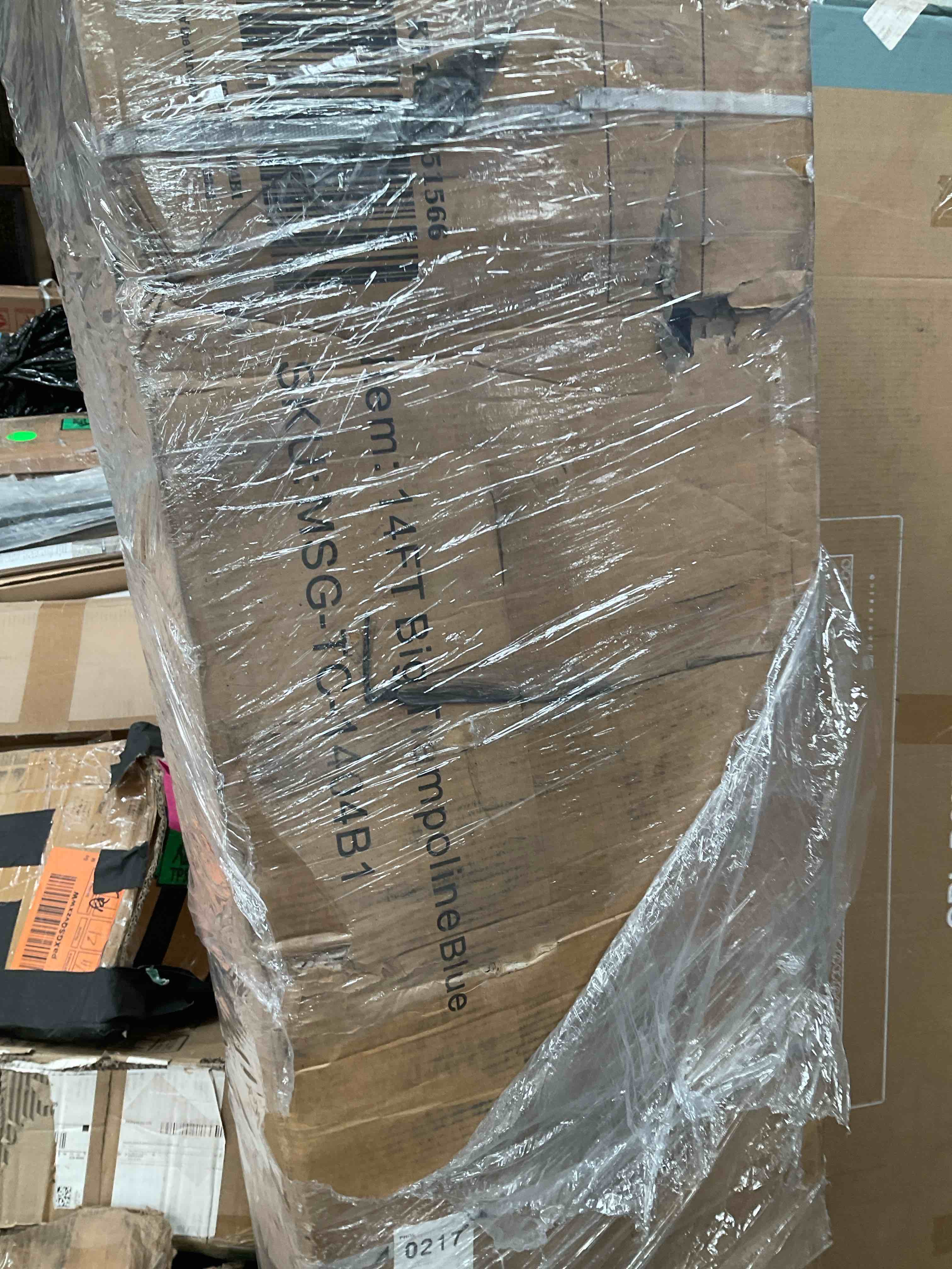 Condition photo showing Good Condition for (missing the legs and the cushion that covers springs) 14 foot big trampoline blue