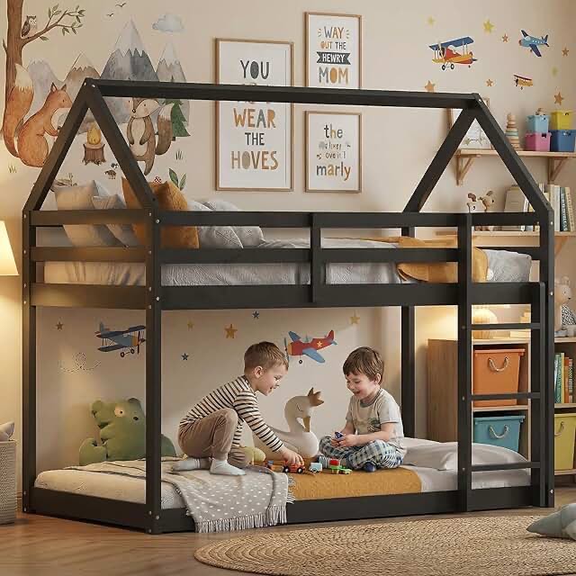 (unknown if complete) Twin house, bunk bed, black
