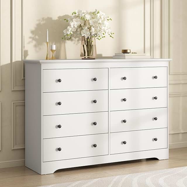white 8 drawer dresser