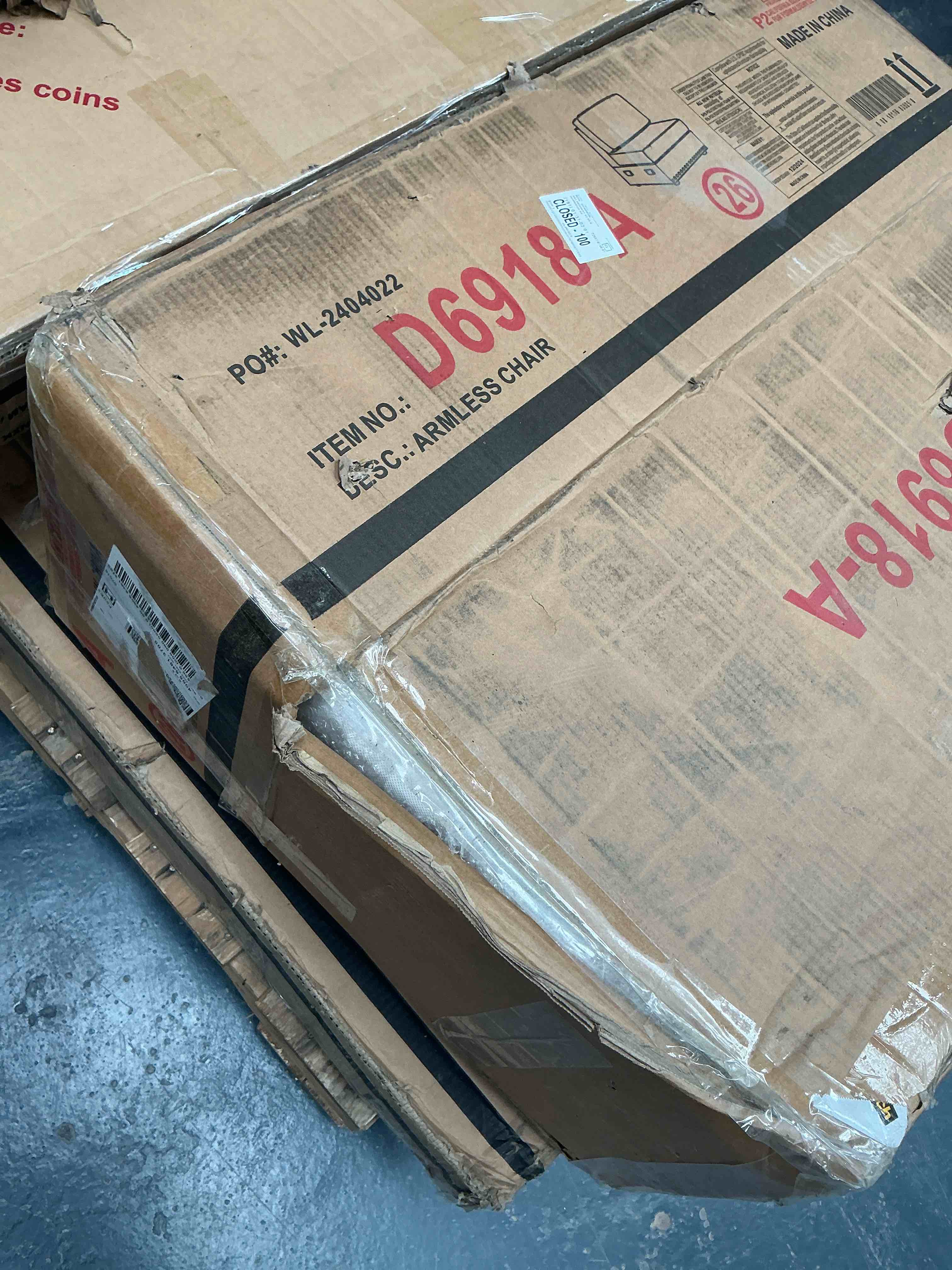 Condition photo showing Good Condition for (ONLY BOX A ) LIGHT BEIGE, ARMLESS CHAIR