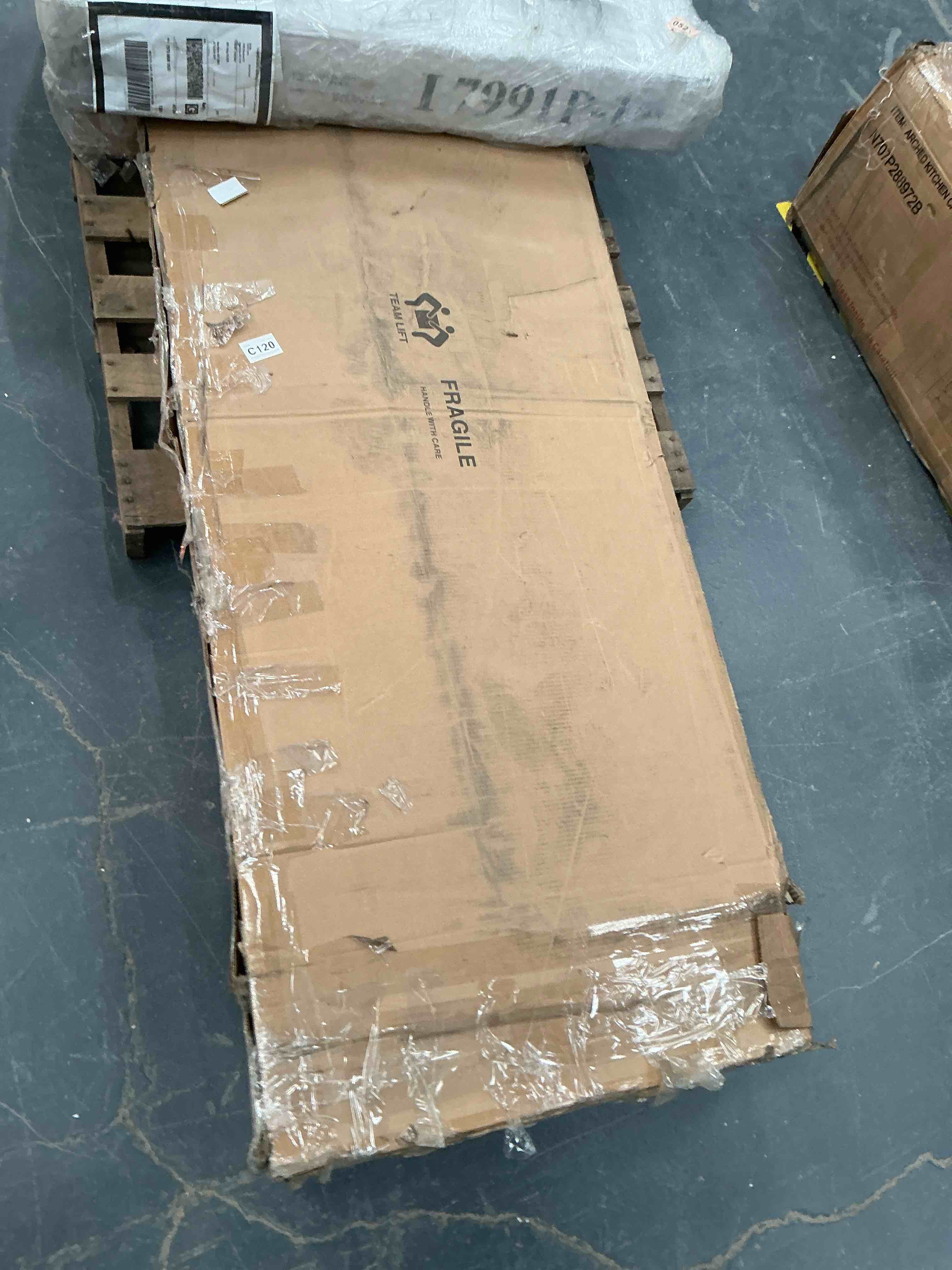 Condition photo showing Good Condition for WALNUT KING, SOLID WOOD BED, FRYING WITH CREAM, UPHOLSTERED HEADBOARD