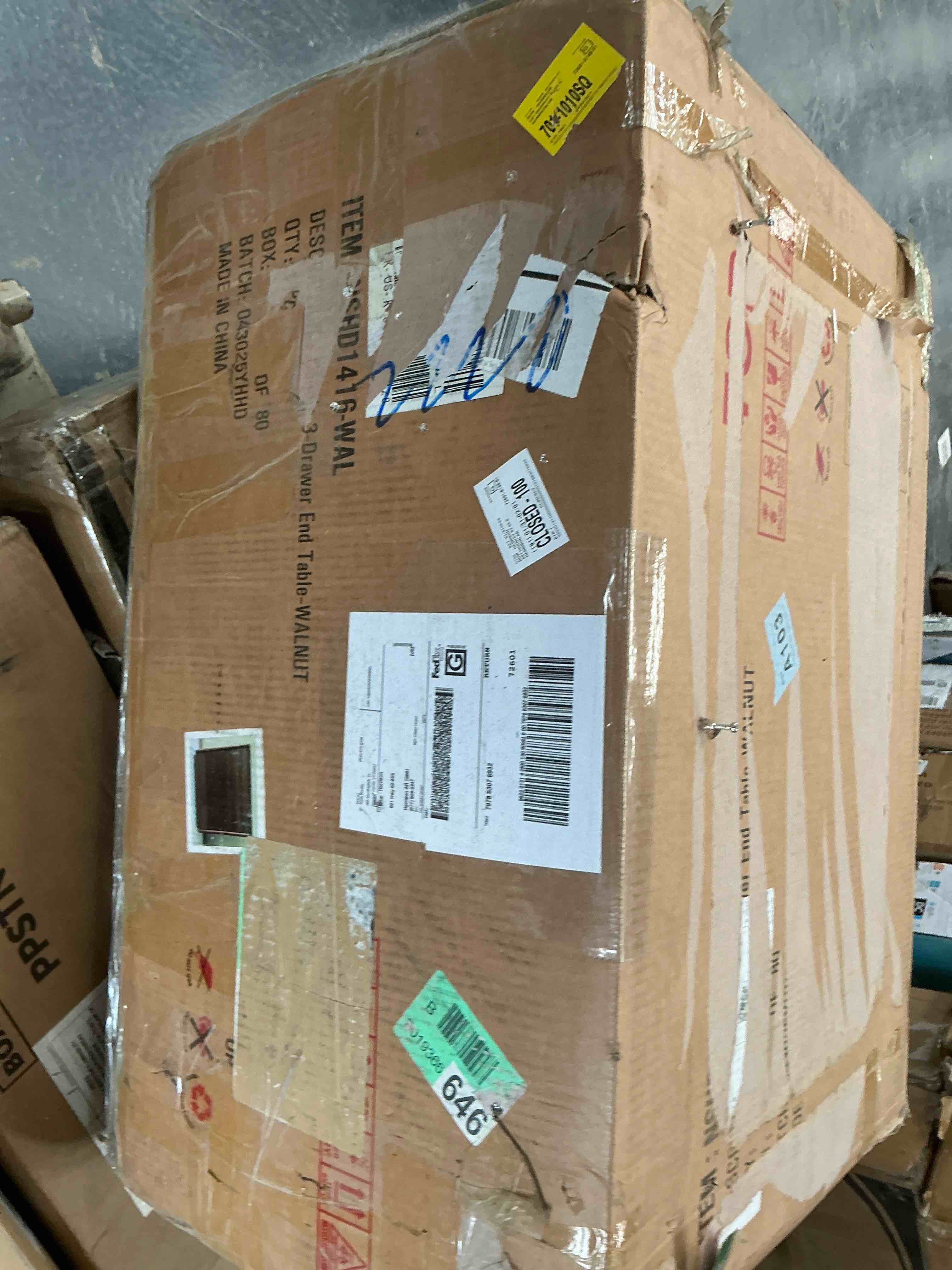 Condition photo showing Good Condition for CONNIE, THREE DRAWER END TABLE WALNUT COLOR