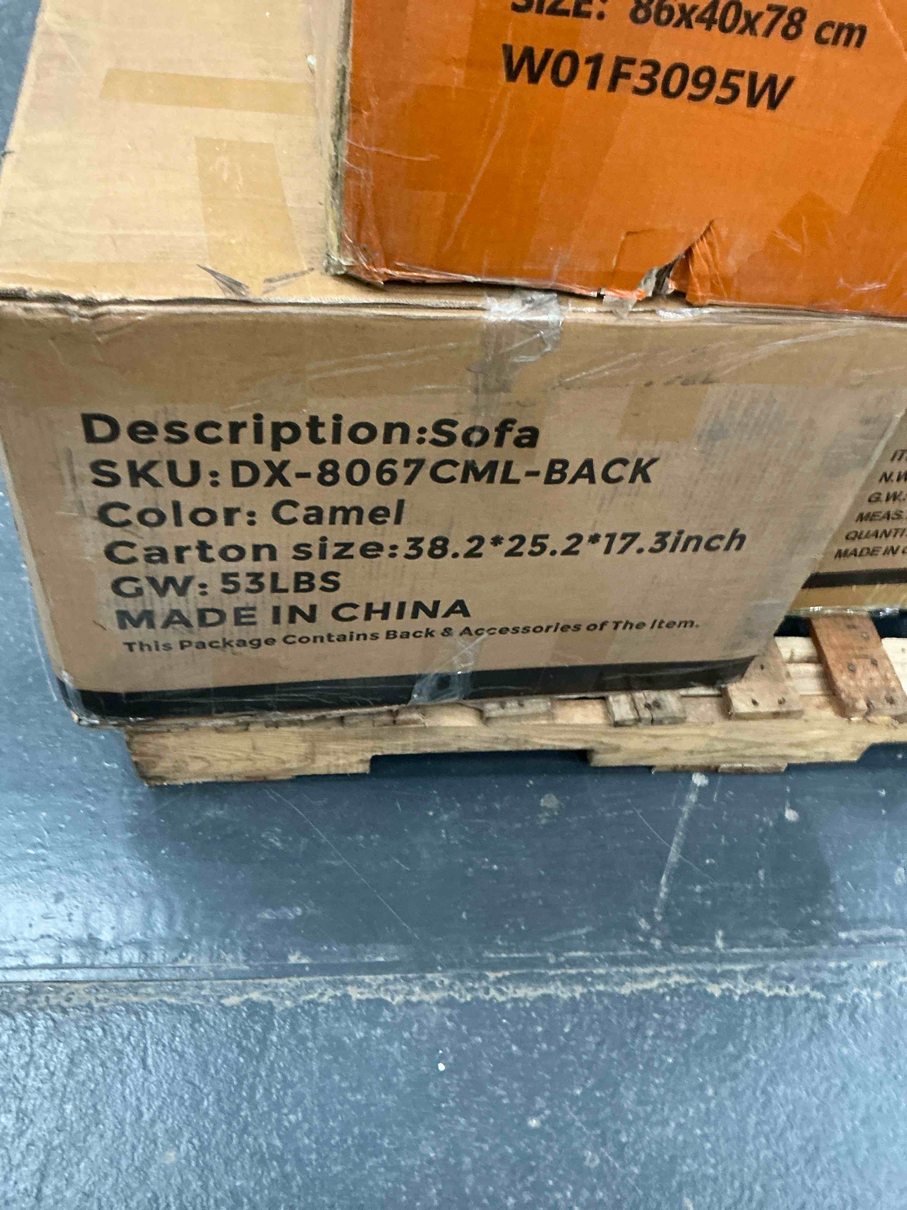 Condition photo showing Good Condition for (INCOMPLETE ONLY BOX 1 of 3) SOFA BACK