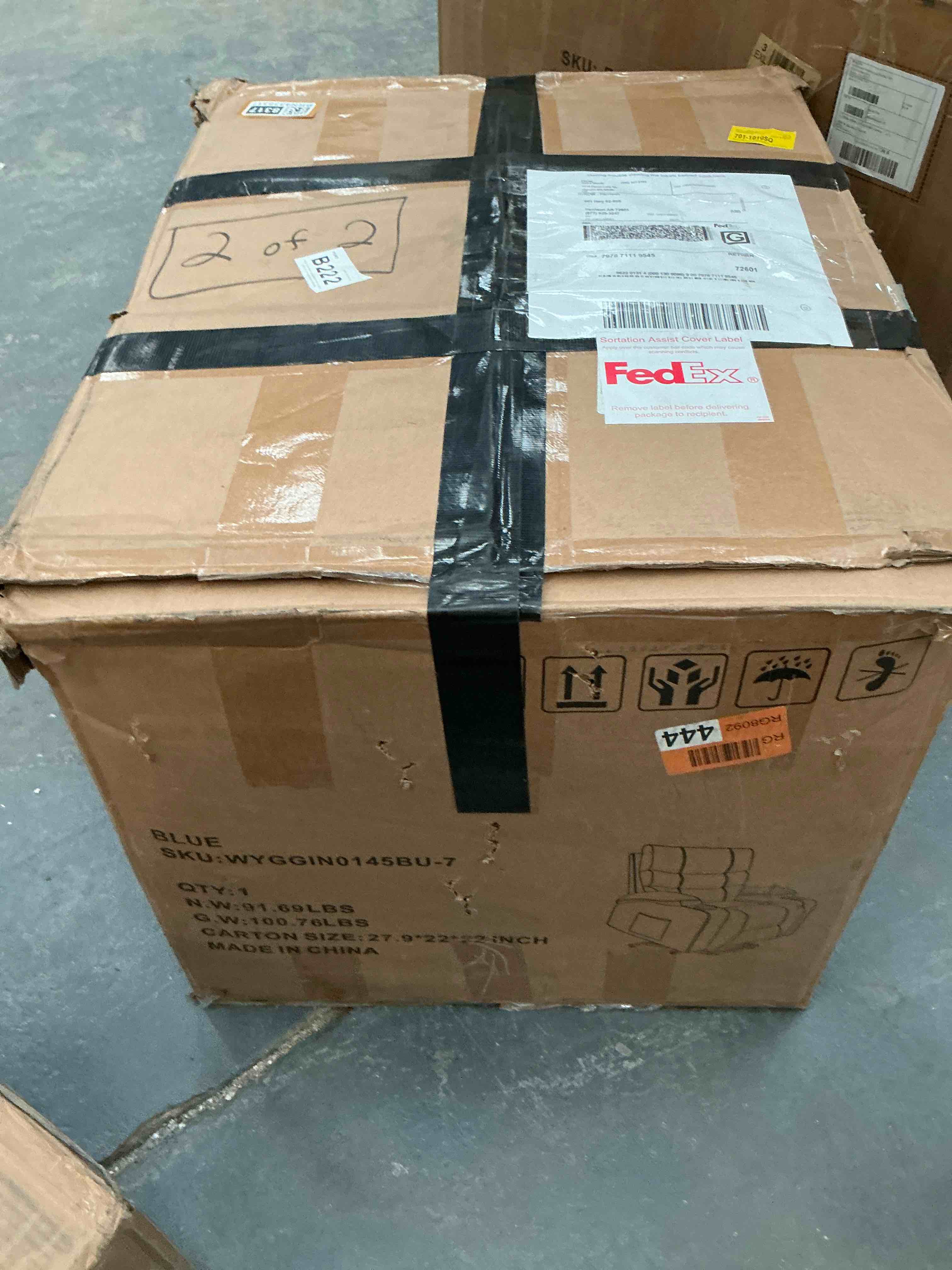 Condition photo showing Good Condition for BOX 2 OF TWO OF GRAY RECLINER