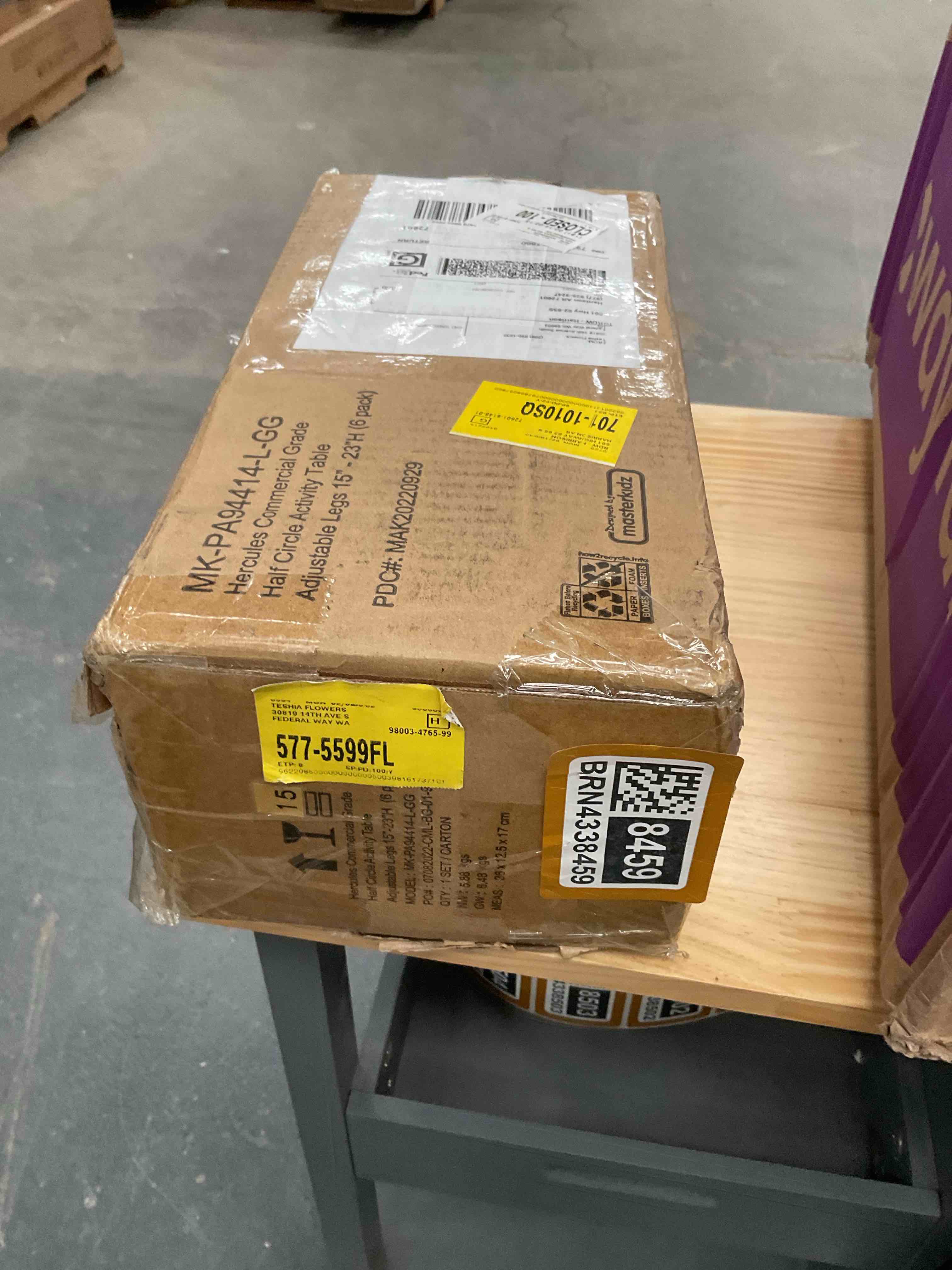 Condition photo showing Good Condition for HERCULES COMMERCIAL GRADE HALF CIRCLE ACTIVITY TABLE ADJUSTABLE LEGS