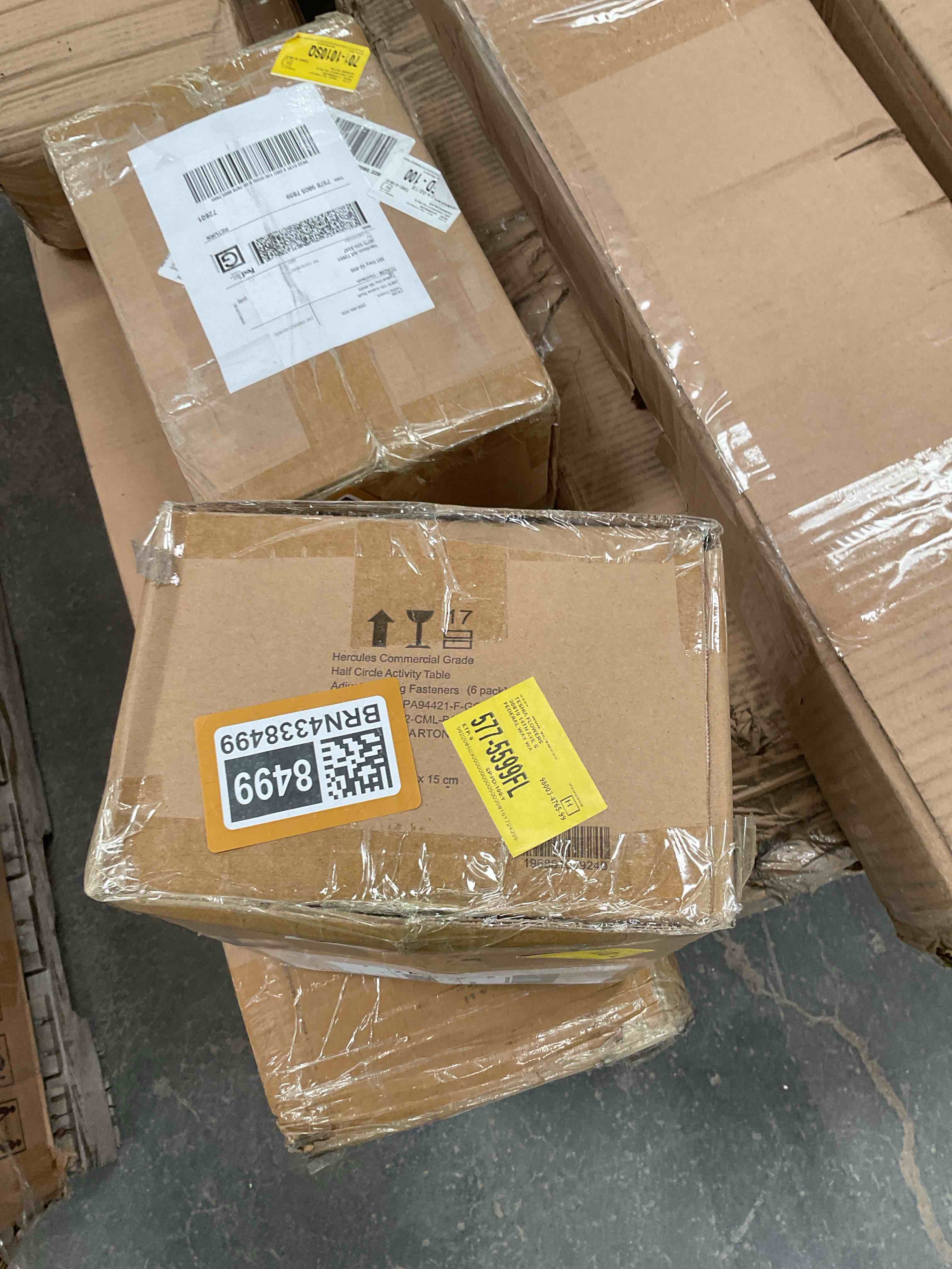 Condition photo showing Good Condition for HERCULES COMMERCIAL GRADE HALF CIRCLE ACTIVITY TABLE ADJUSTABLE LEG FASTENERS