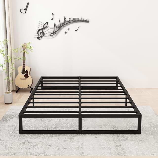 9" Metal Platform Bed Frame, Heavy Duty Thickened Steel Slat Support to 2000lbs, Easy Assembly