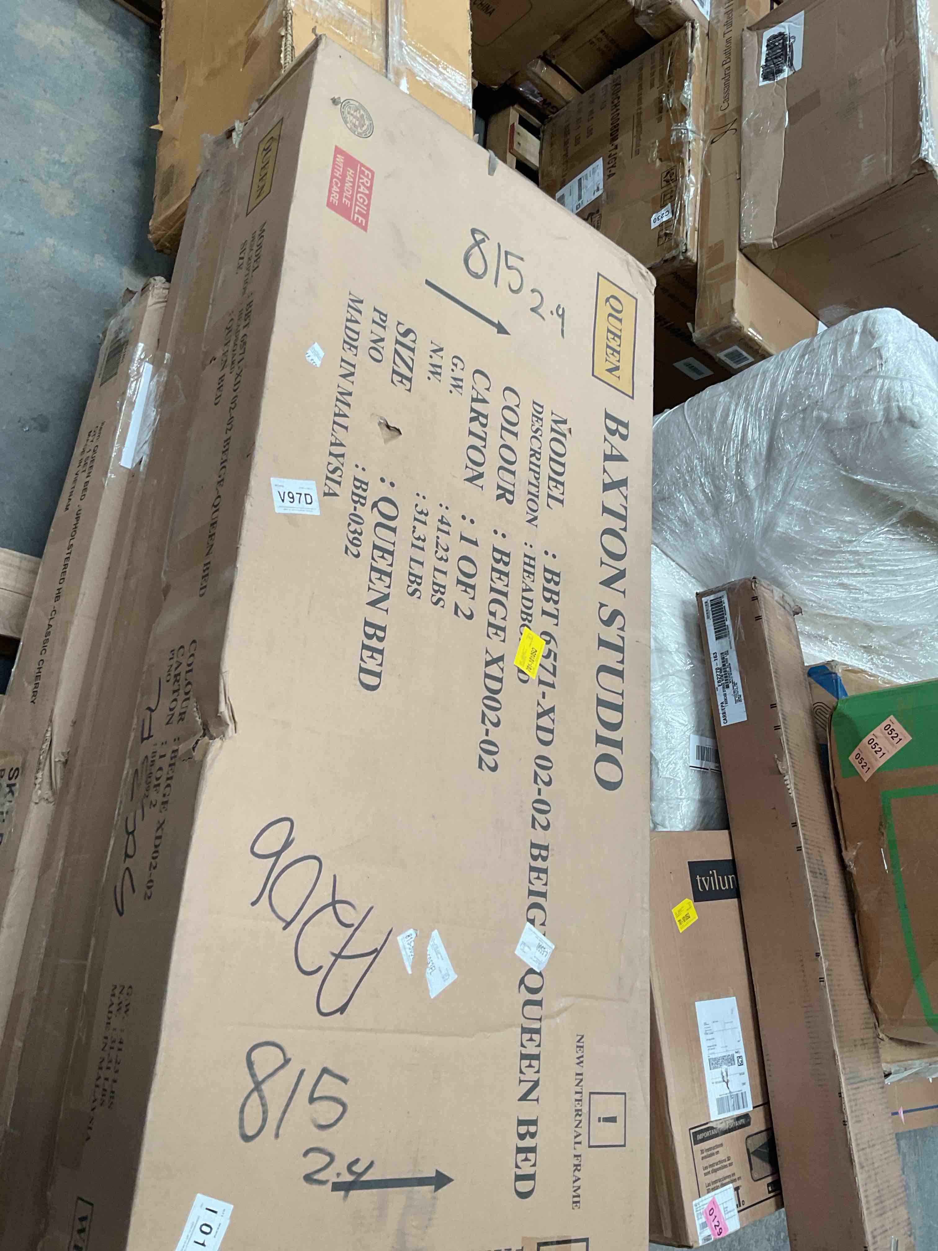 Condition photo showing Good Condition for (not complete box one of two )Hilfried Upholstered Low Profile Platform Bed