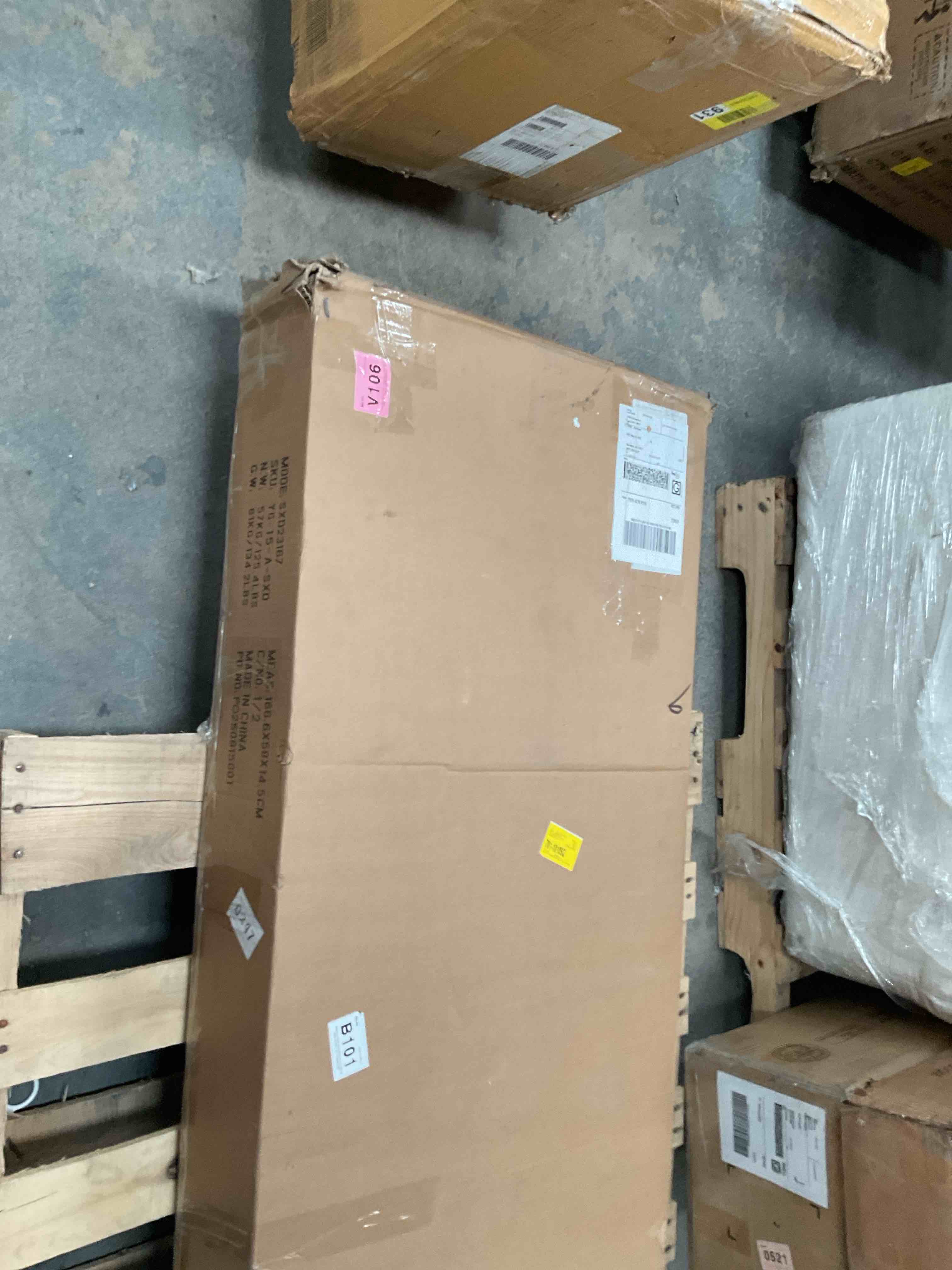 Condition photo showing Good Condition for (NOT COMPLETE ONLY BOX ONE OF TWO )Vianna White Modern Armoire with Soft-Close Doors â€” MDF Wardrobe Closet with Shelves \u0026 Drawers