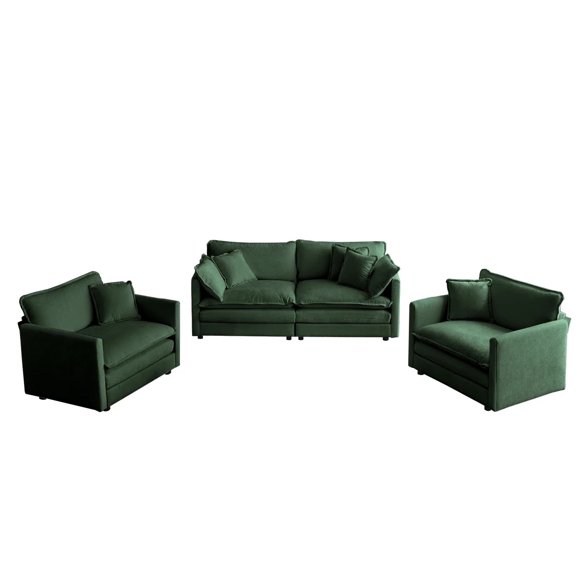 (incomplete )modern sofa 3 piece sofa set with arm pillows and toss pillows , sofa set include 2piece of arm chair and one 2-seat sofa