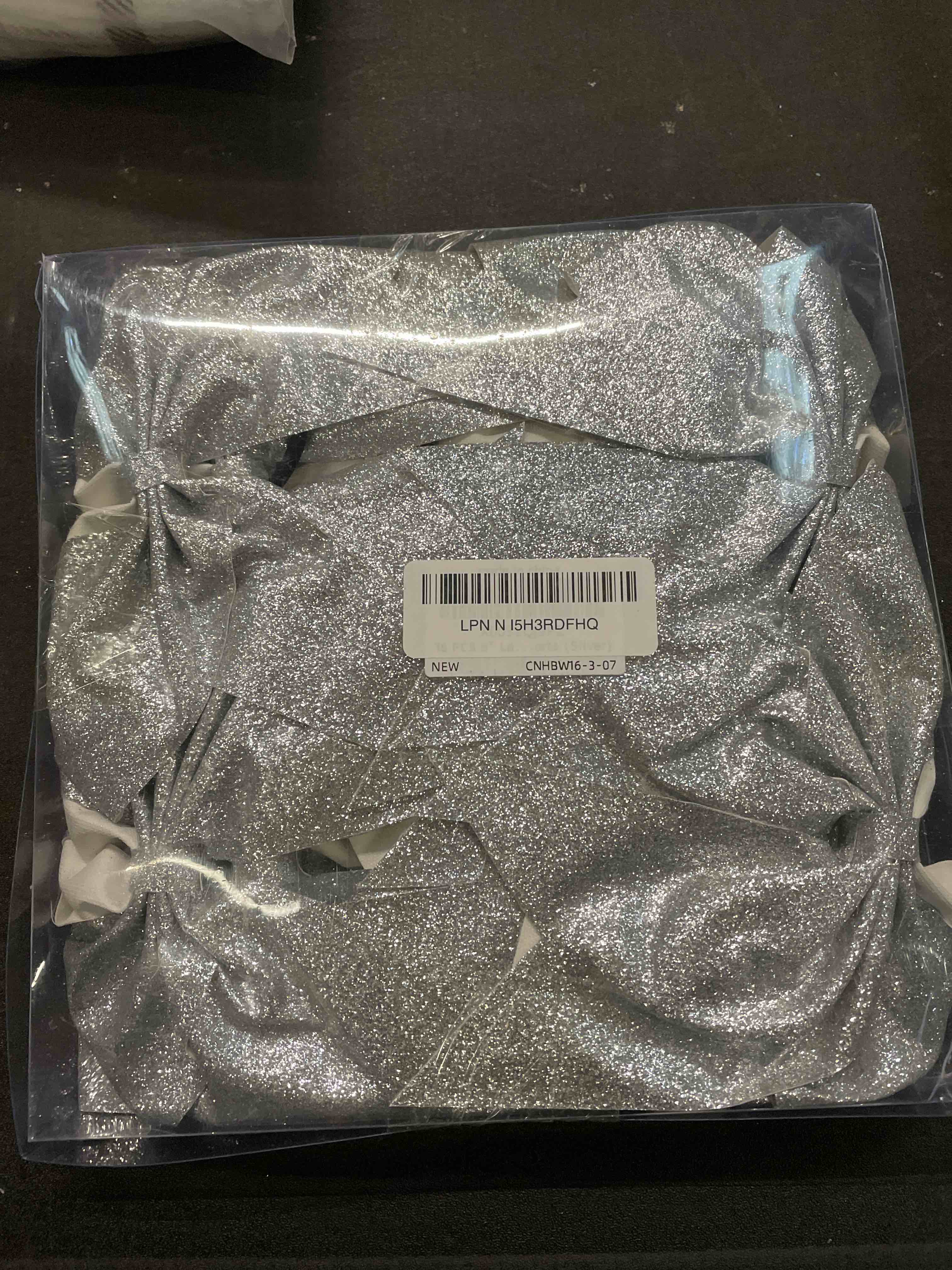 Condition photo showing Good Condition for 16 PCS 8" Large Glitter Cheer Bows for Cheerleaders, CN Sparkly Hair Bows with Elastic Hair Ties Accessories for Teens Girls Women Cheerleading Softball Competition Sports (Silver)