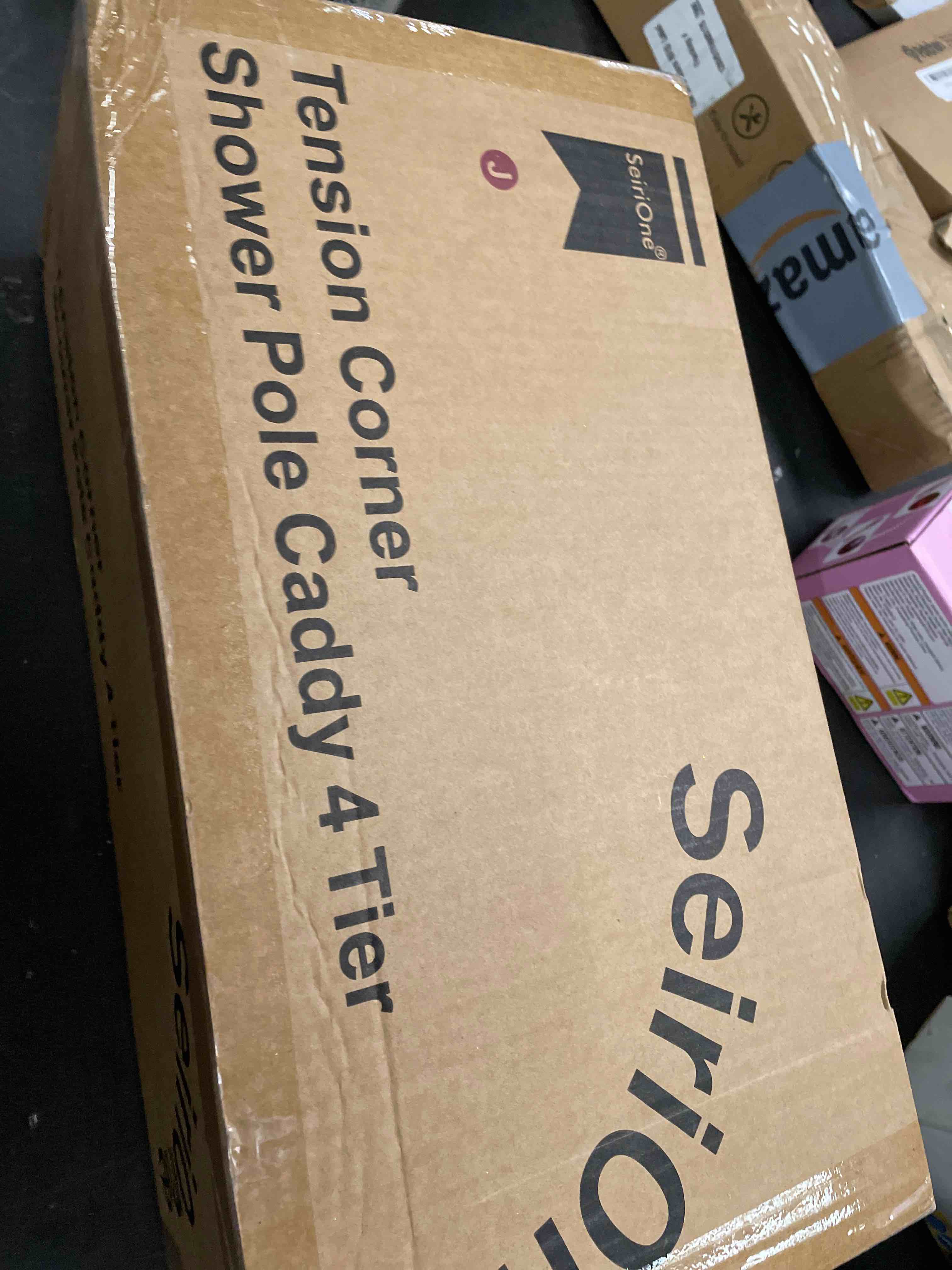 Condition photo showing Good Condition for SEIRIONE Rustproof Shower Corner Caddy Organizer for Bathroom,Tension Pole with 4 Baskets, for Bathtub Storage Rack, 34 to 116 Inch Height, Bronze