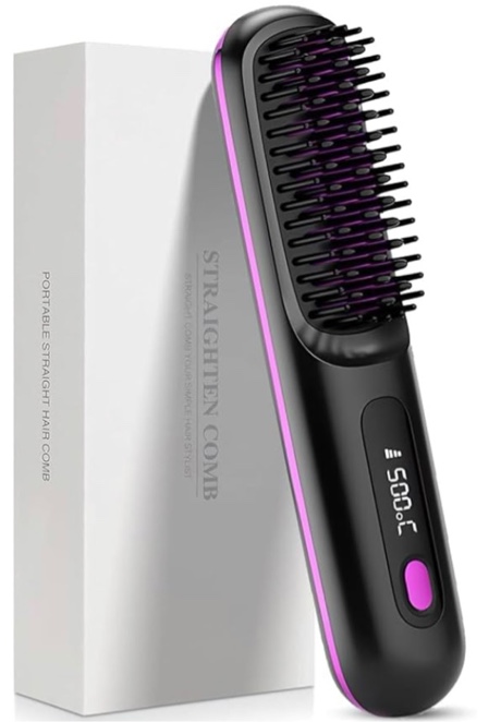 go brush pro, 2026 upgraded go brush pro, portable straightener brushs for travel, with lcd temperat