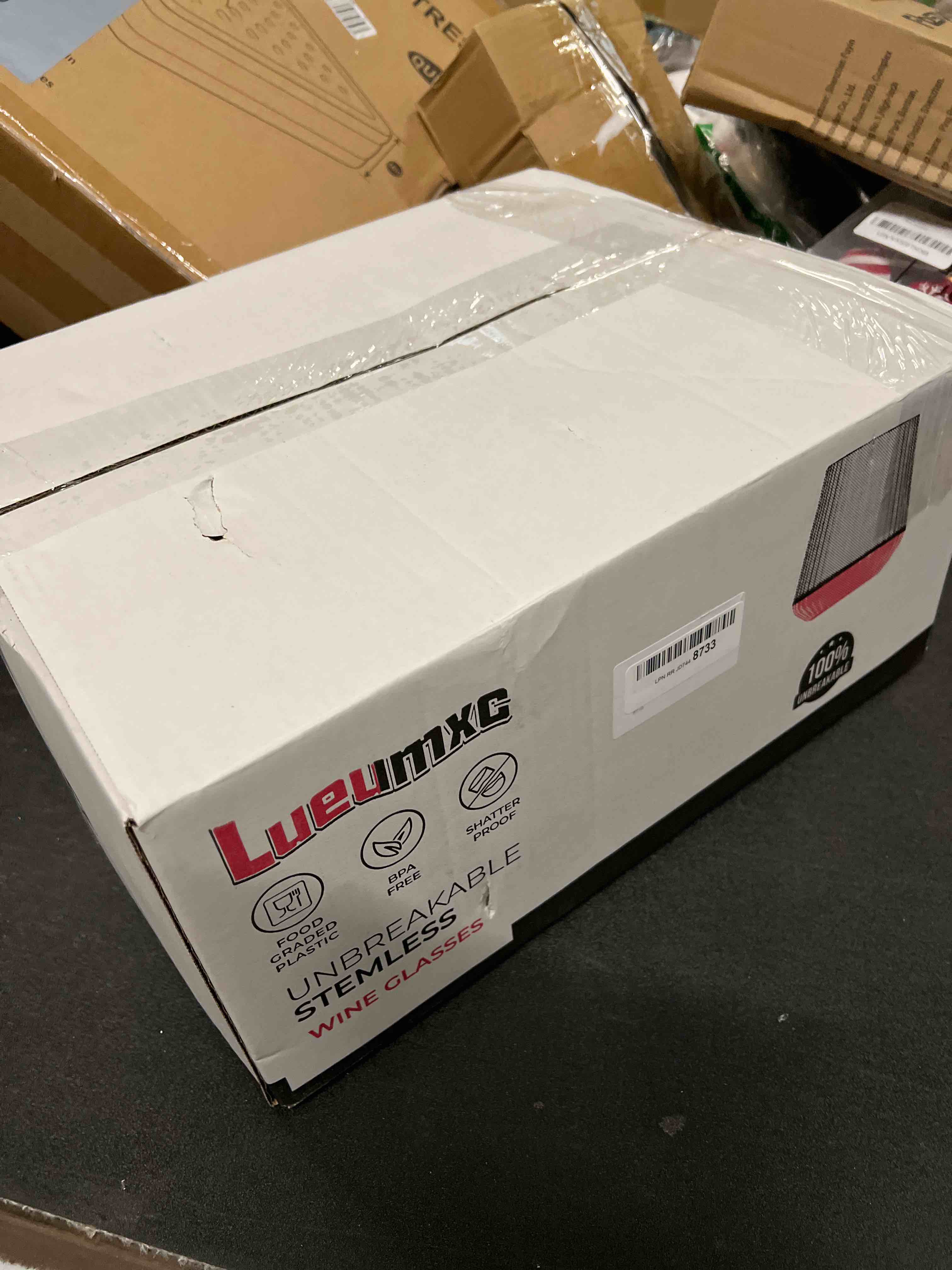 Condition photo showing Good Condition for 40 Pack Plastic Ribbed Wine Glasses, 14Oz Origami Disposable Wine Glasses Unbreakable Clear Plastic Cocktail Glasses Recyclable Shatterproof Reusable Wine Cups (14oz 40pack) 14oz-clear-40pack